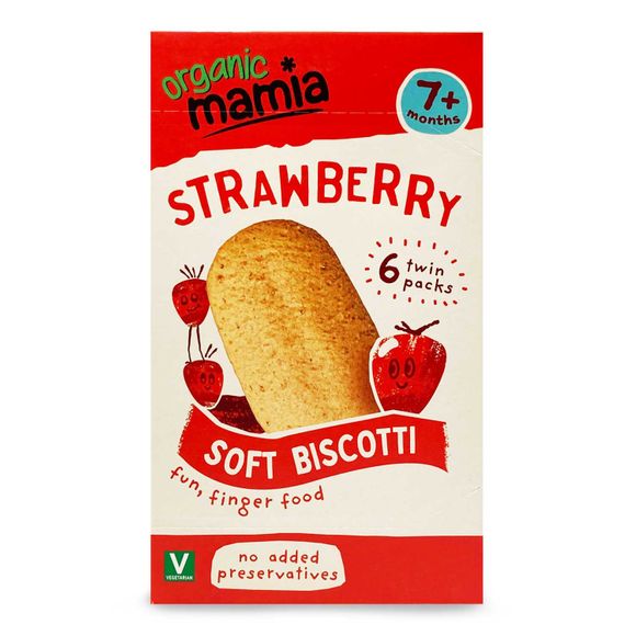 Mamia Organic Soft Strawberry Biscotti 6x20g