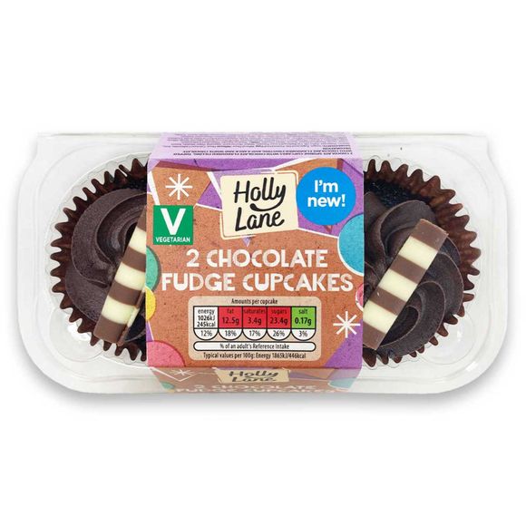 Holly Lane Chocolate Fudge Cupcakes 2 Pack