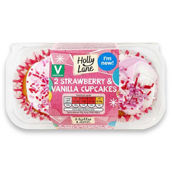 Holly Lane Strawberry & Vanilla Cupcakes 2 Pack