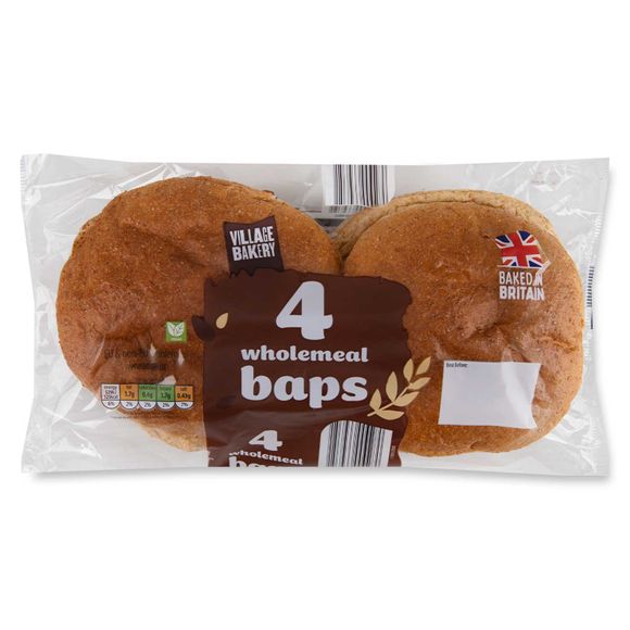 Village Bakery Soft Wholemeal Large Baps 4 Pack