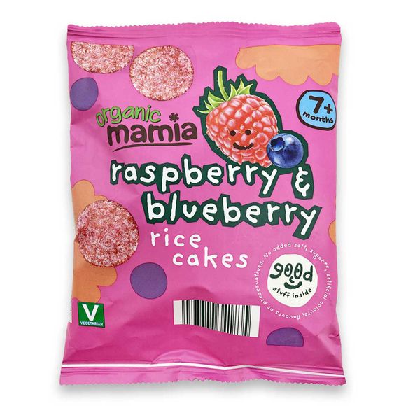 Mamia Organic 7+ Months Raspberry & Blueberry Rice Cakes 40g