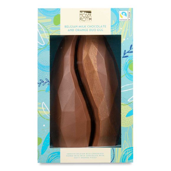 Moser Roth Belgian Milk Chocolate & Orange Duo Egg 275g