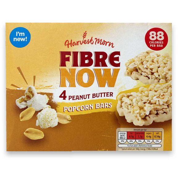 Harvest Morn Fibre Now Peanut Butter Popcorn Bars 84g/4 Pack