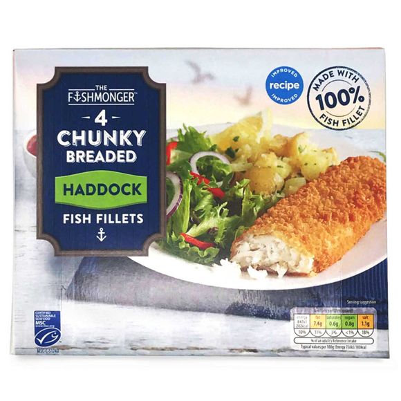 The Fishmonger 4 Chunky Breaded Haddock Fillets 500g