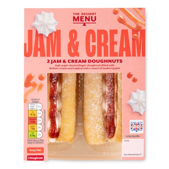 Dessert Menu Jam & Cream Doughnuts 136g/2 Pack