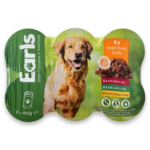 Earls Meaty Chunks In Jelly Dog Food 6x400g