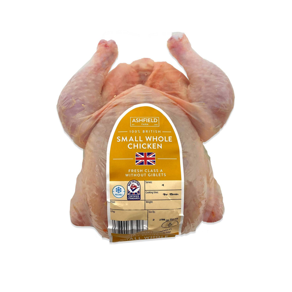 Ashfield Farm 100% British Small Whole Chicken Fresh Class A Without Giblets 1.1kg