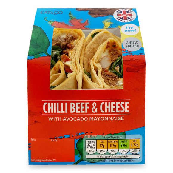 Eat & Go Chilli Beef & Cheese Wrap 209g