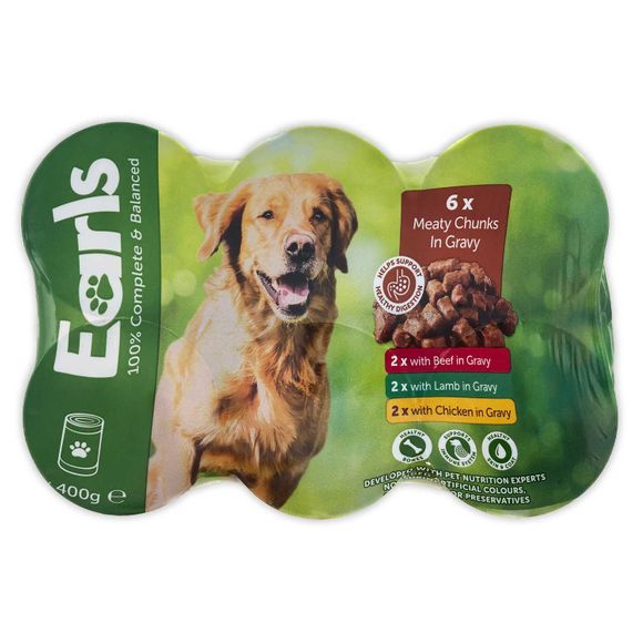 Earls Multipack Dog Food Meaty Chunks In Gravy 6x400g