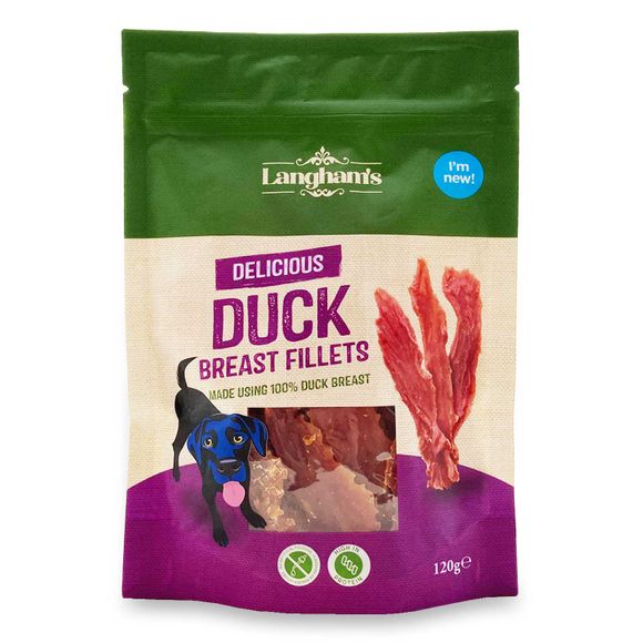 Langham's Delicious Duck Breast Fillets Dog Treats 120g