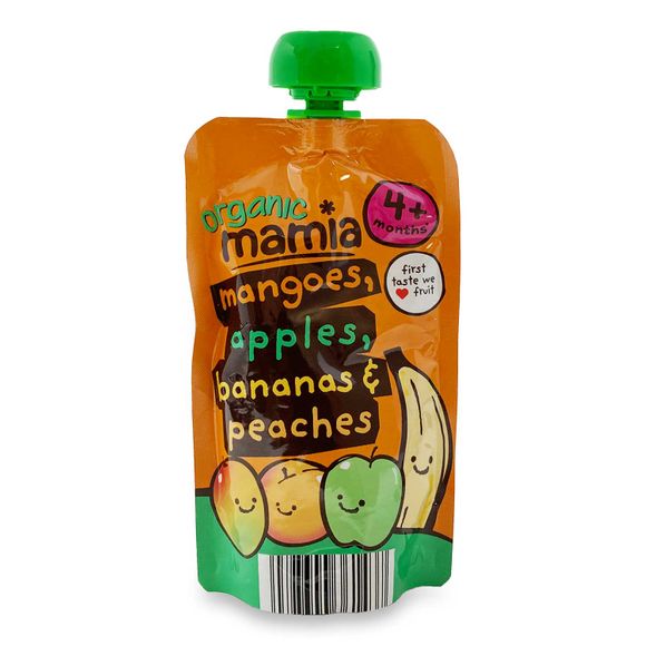 Mamia Organic Mangoes, Apples, Bananas & Peaches Pouch 120g