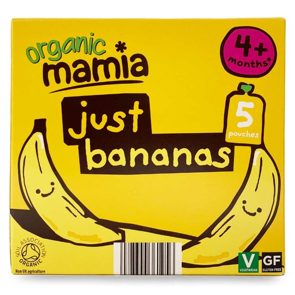 Mamia Organic Just Bananas Purée 5x90g