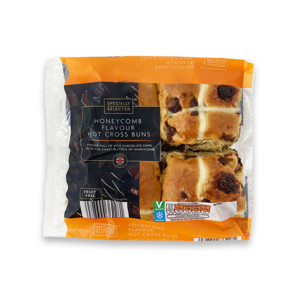 Specially Selected Honeycomb Flavour Hot Cross Buns 4 Pack