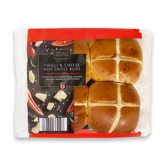 Specially Selected Chilli & Cheese Hot Cross Buns 4 Pack