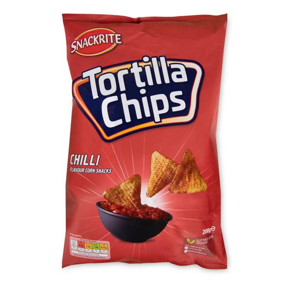 Snackrite Tortilla Chips Chilli Flavour Corn Snacks 200g