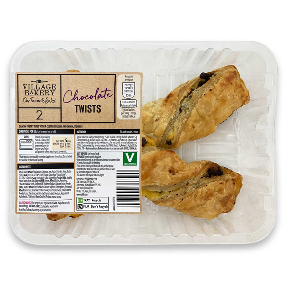 Village Bakery 2 Chocolate Twists 85g