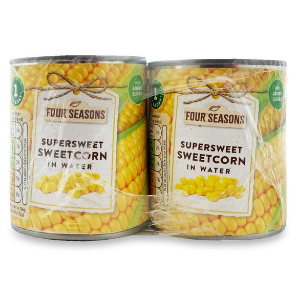 Four Seasons Supersweet Sweetcorn In Water 4x198g (4x165g Drained)