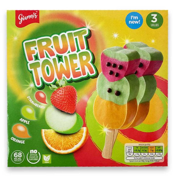 Gianni's Fruit Tower Ice Lollies 3x64g