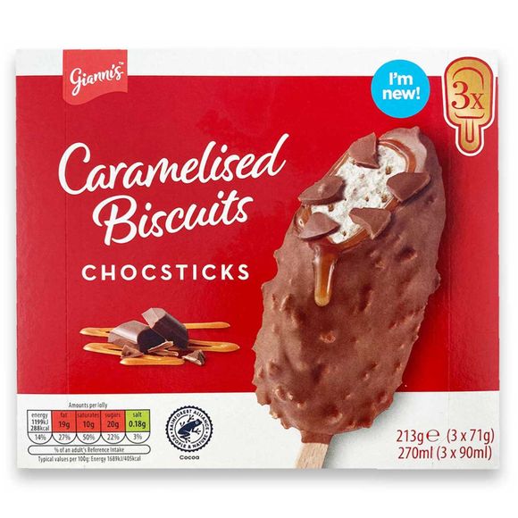 Gianni's Caramelised Biscuits Chocsticks 3x90ml