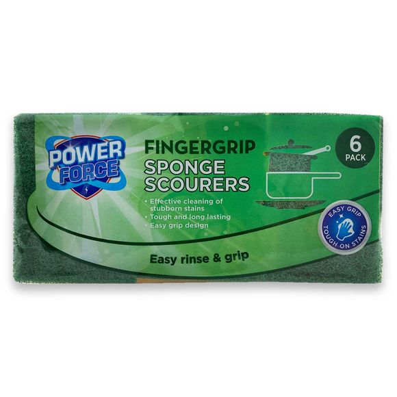 Powerforce Fingergrip Sponge Scourers 6 Pack