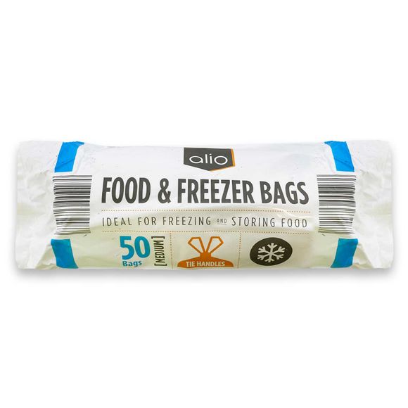 Alio Food & Freezer Bags Tie Handles Medium 50 Pack