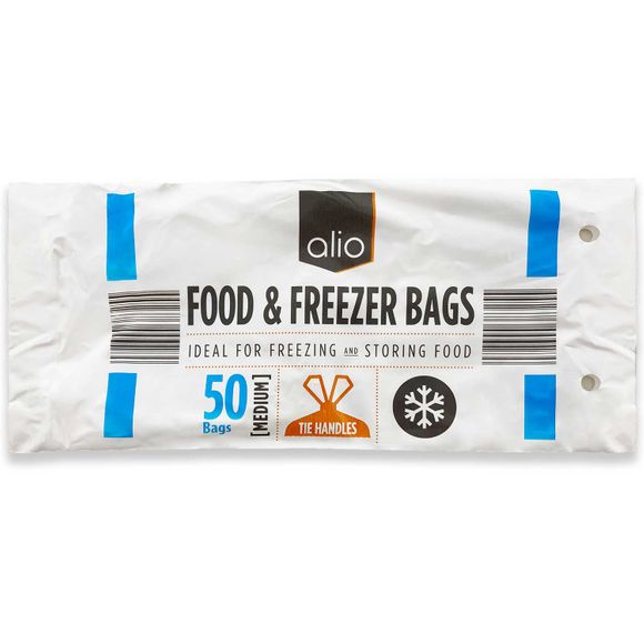 Alio Food & Freezer Bags Tie Handles Medium 50 Pack