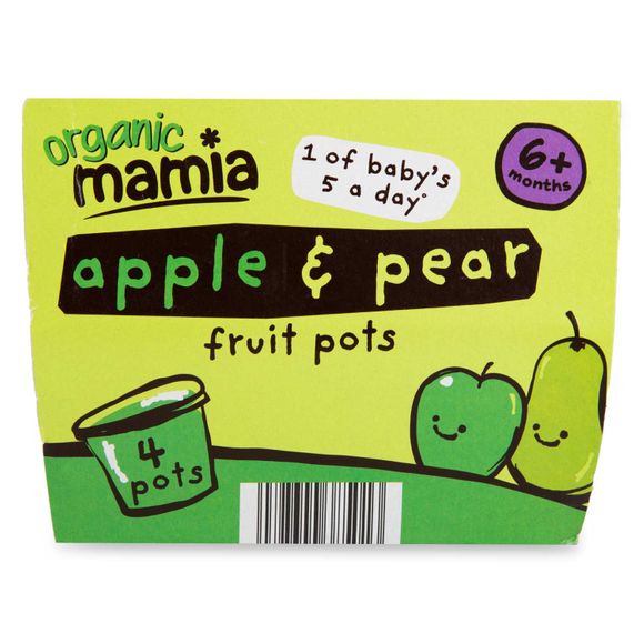 Mamia Organic Apple & Pear Fruit Pots 4x100g