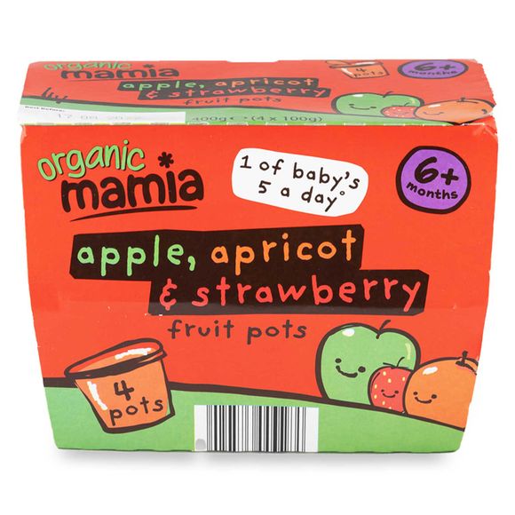 Mamia Apple, Apricot & Strawberry Fruit Pots 4x100g