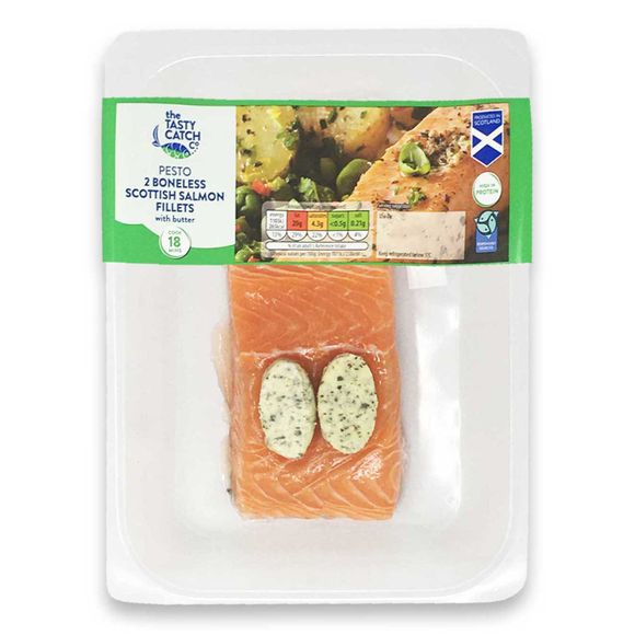 The Tasty Catch Co. Boneless Scottish Salmon Fillets With Pesto Butter 240g/2 Pack