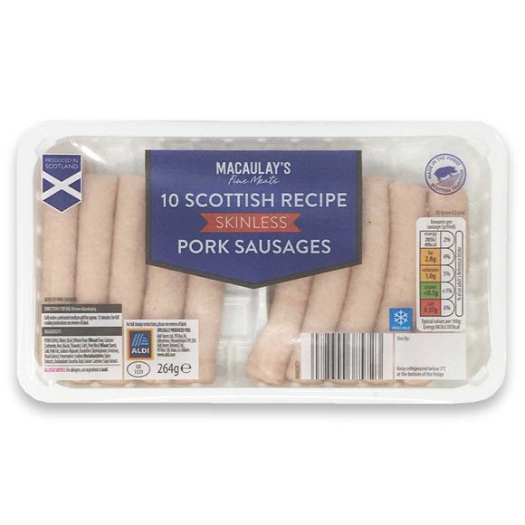 Macaulay's 10 Scottish Recipe Skinless Pork Sausages 264g