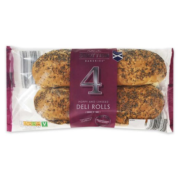 Brownings The Bakers Poppy & Linseed Deli Rolls 4 Pack