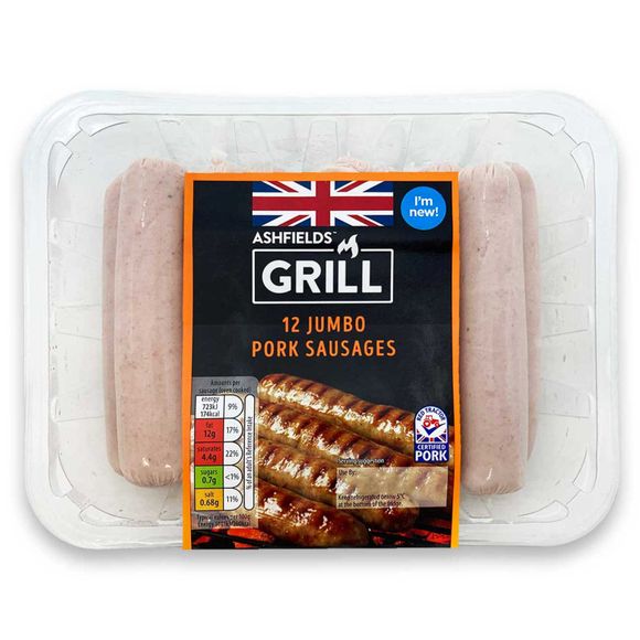 Ashfields Grill 12 Jumbo Pork Sausages 960g