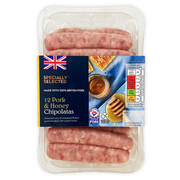 Specially Selected Pork & Honey Chipolatas 375g/12 Pack