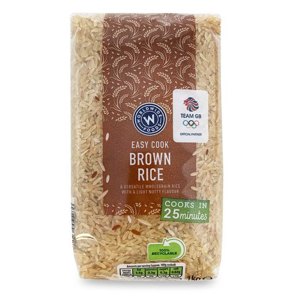 Worldwide Foods Easy Cook Brown Rice 1kg