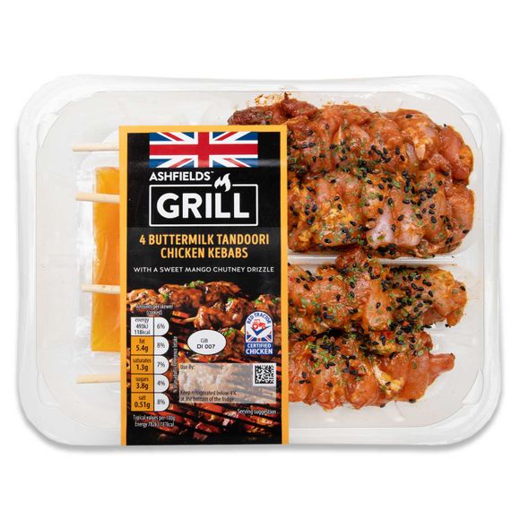 Ashfields Grill Buttermilk Tandoori Chicken Kebabs 320g/4 Pack