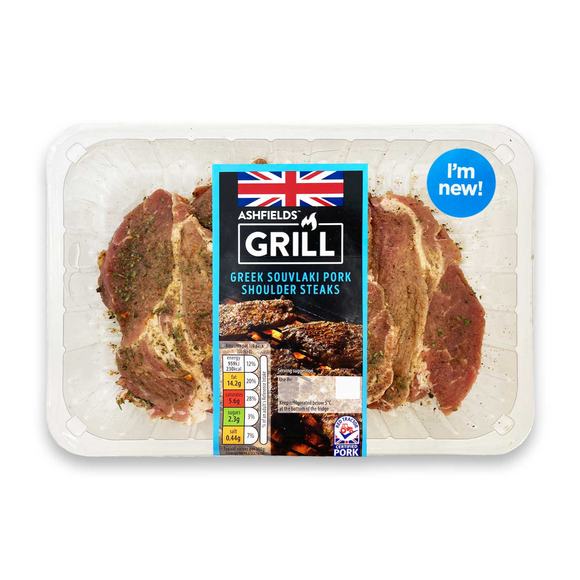 Ashfield Farm Greek Souvlaki Pork Shoulder Steaks 500g