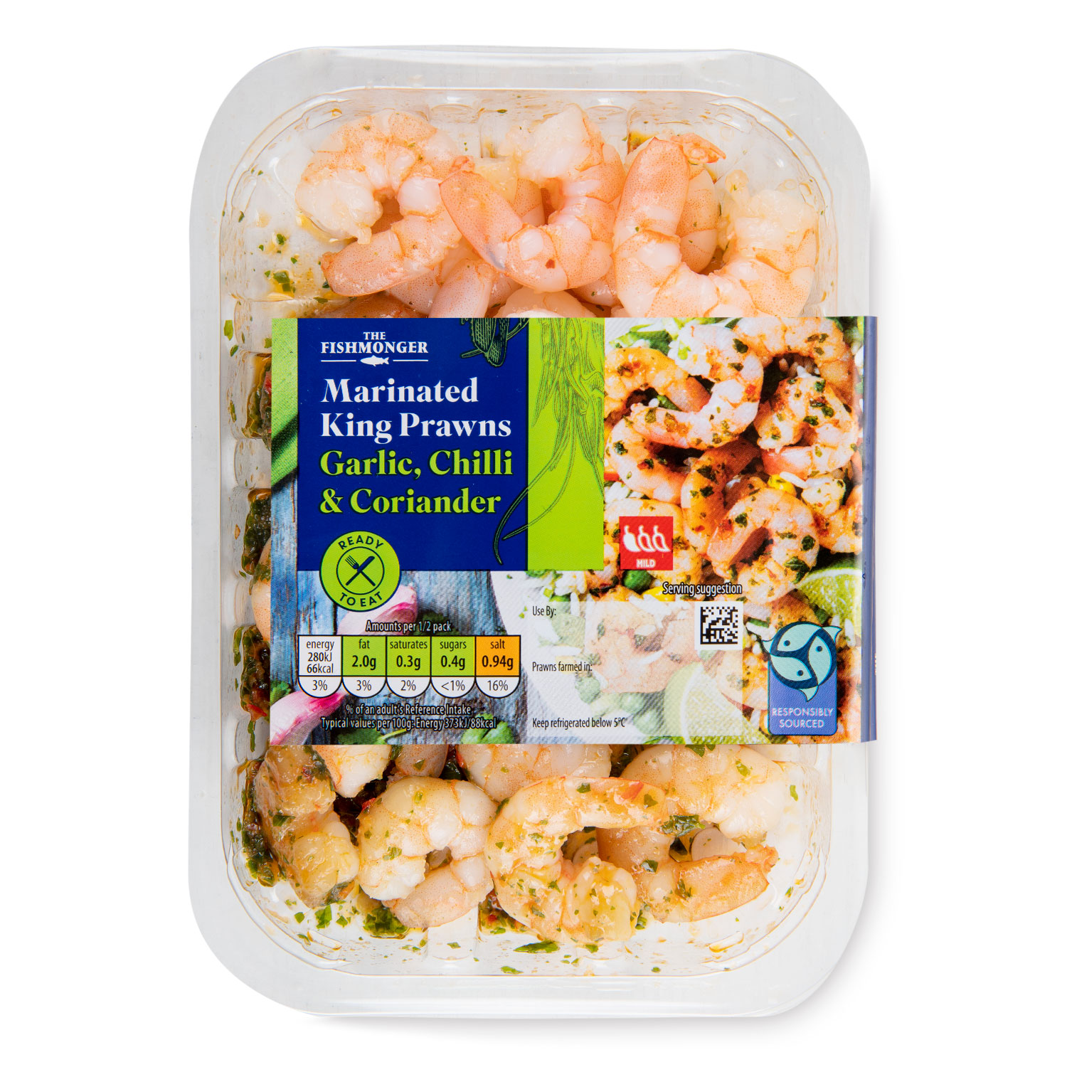 The Fishmonger Garlic, Chilli & Coriander Marinated King Prawns 150g