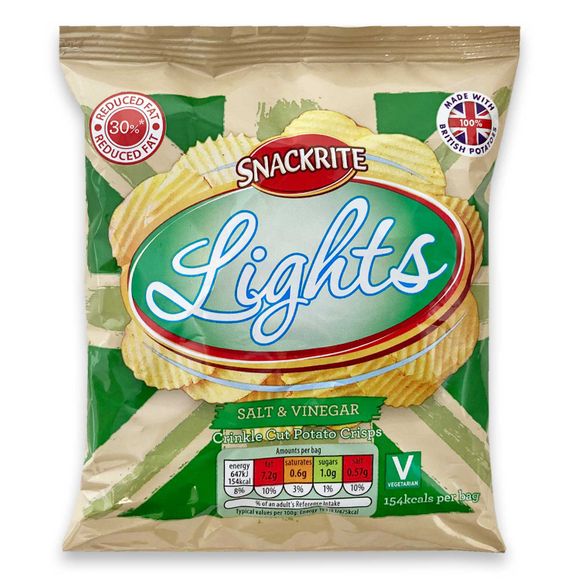 Snackrite Lights Salt & Vinegar Crinkle Cut Potato Crisps 32.5g