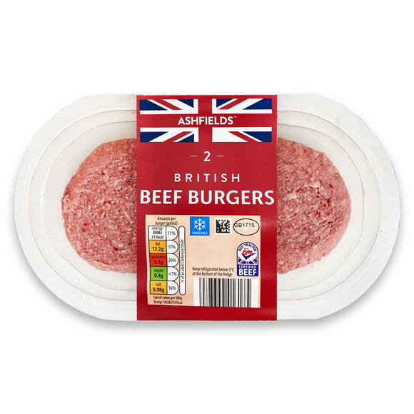 Ashfields British Beef Burgers 227g/2 Pack