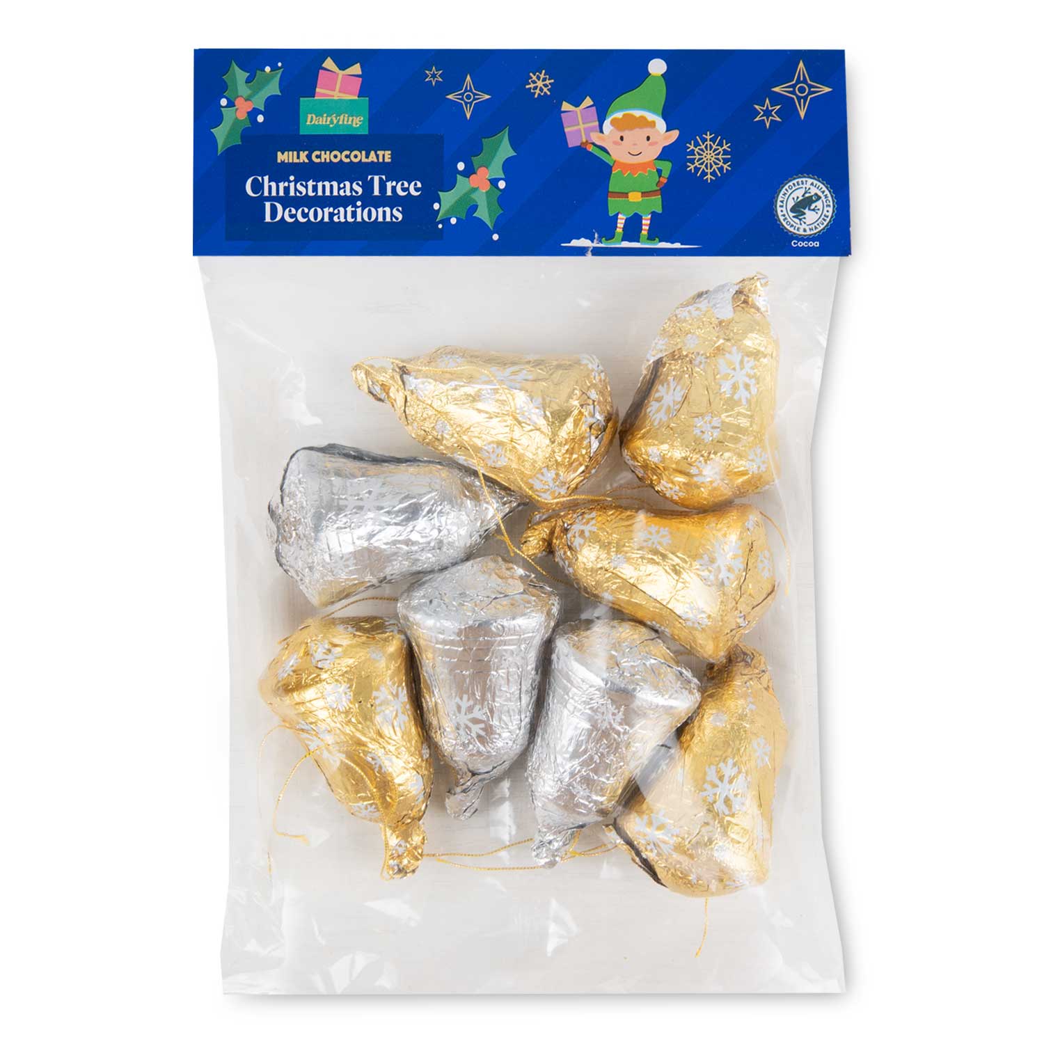 Dairyfine Milk Chocolate Bell Christmas Tree Decorations 100g