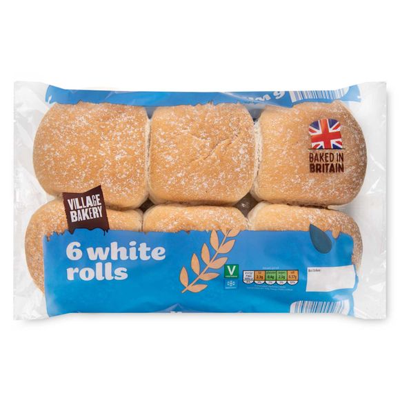 Village Bakery White Rolls 390g/6 Pack