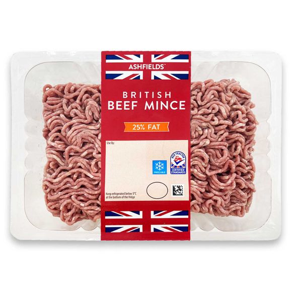 Ashfields British Beef Mince 25% Fat 1kg