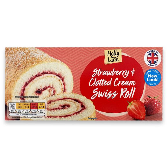 Holly Lane Strawberry & Clotted Cream Swiss Roll 245g