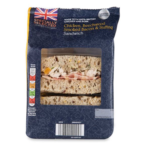 Specially Selected Chicken, Beechwood Smoked Bacon And Stuffing Sandwich 1 Pack