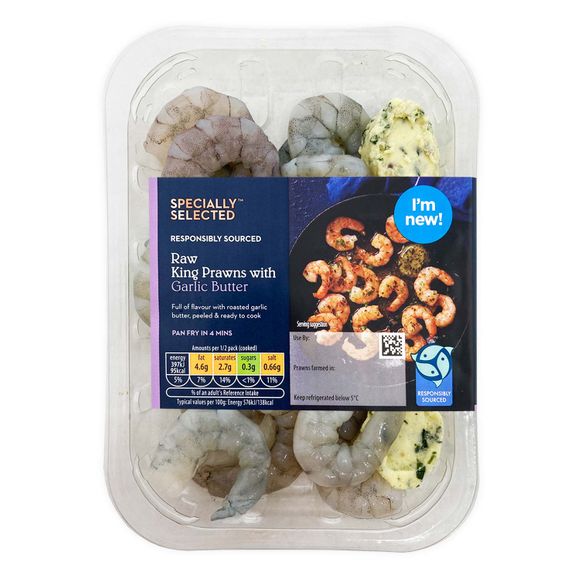 Specially Selected Raw King Prawns With Garlic Butter 160g