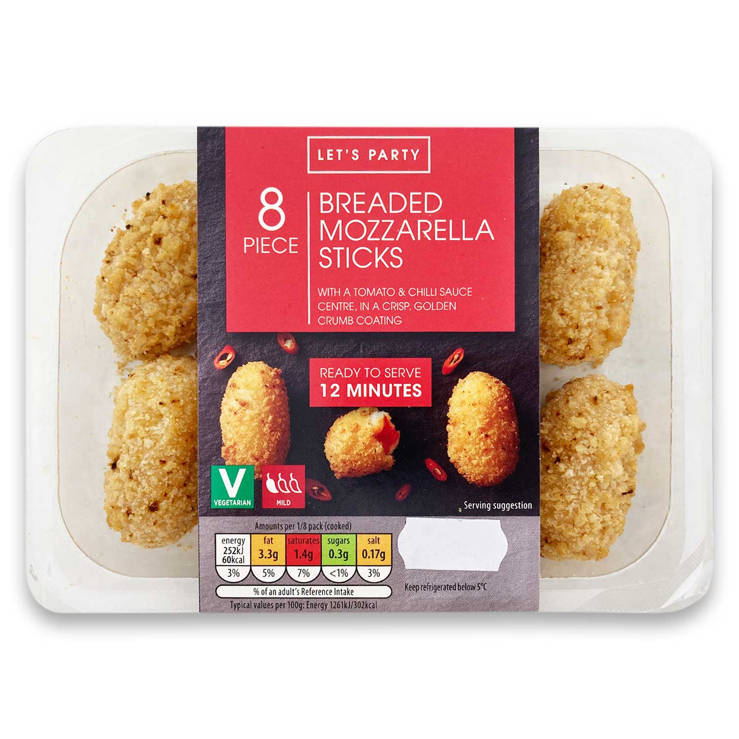 Emporium Breaded Mozzarella Sticks With A Tomato & Chilli Sauce Centre 160g/8 Pack