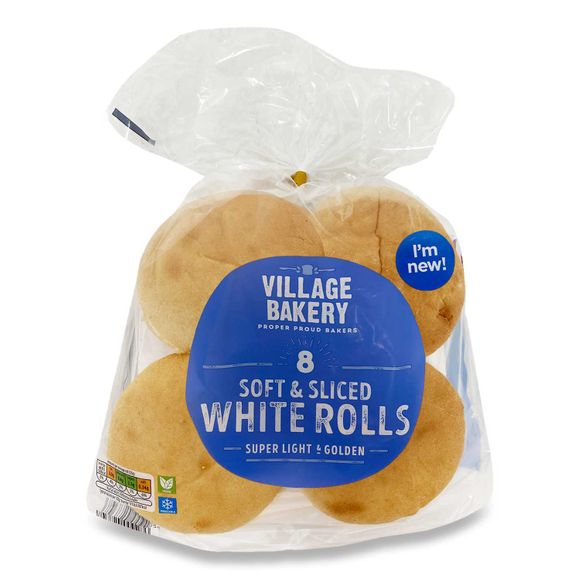 Village Bakery Soft & Sliced White Rolls 8x55g