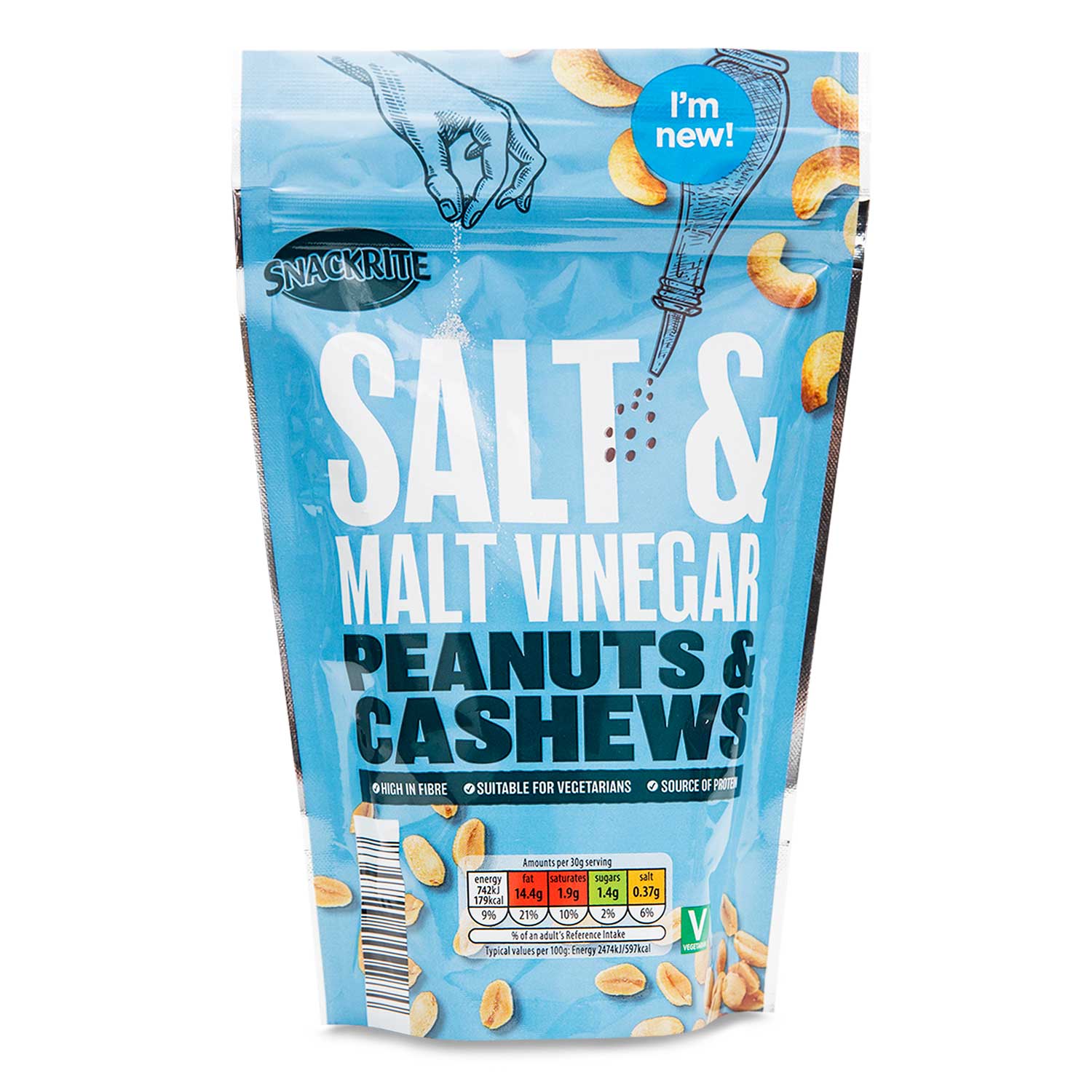 Snackrite Salt & Malt Vinegar Peanuts & Cashews 200g