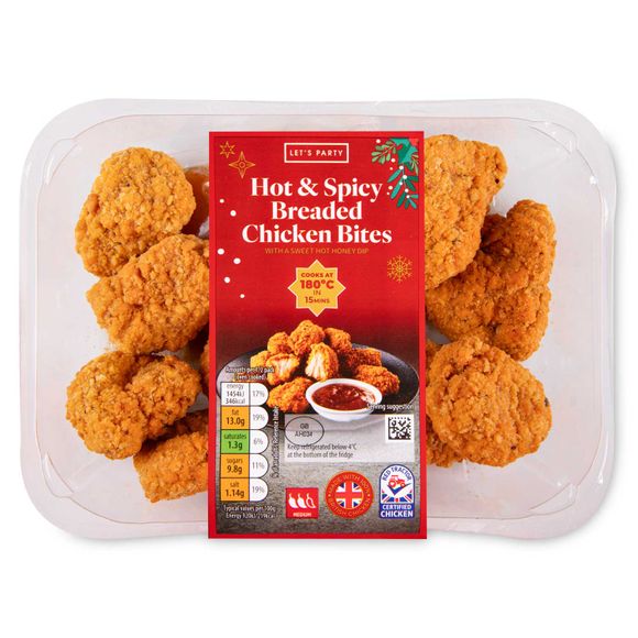 Let's Party Hot & Spicy Breaded Chicken Chunks With A Hot Honey Sauce Dip 340g