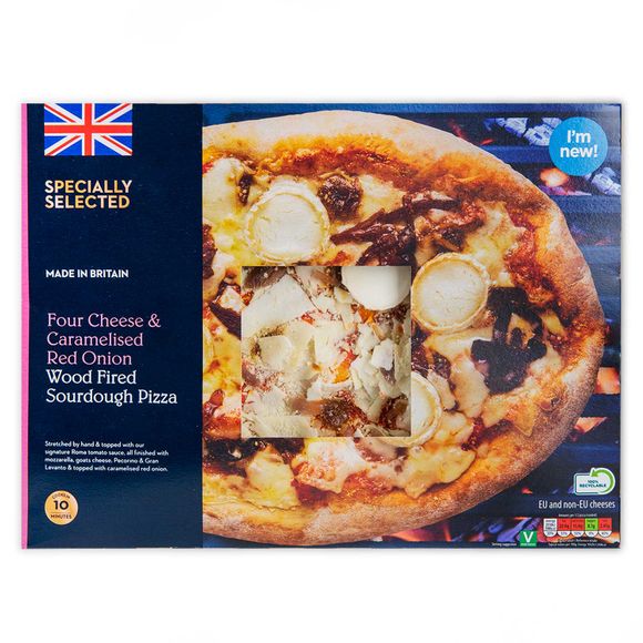 Specially Selected Four Cheese & Caramelised Red Onion Wood Fired Sourdough Pizza 498g